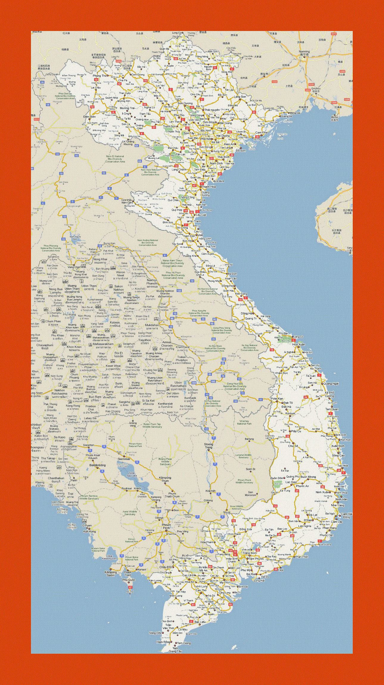 Road map of Vietnam