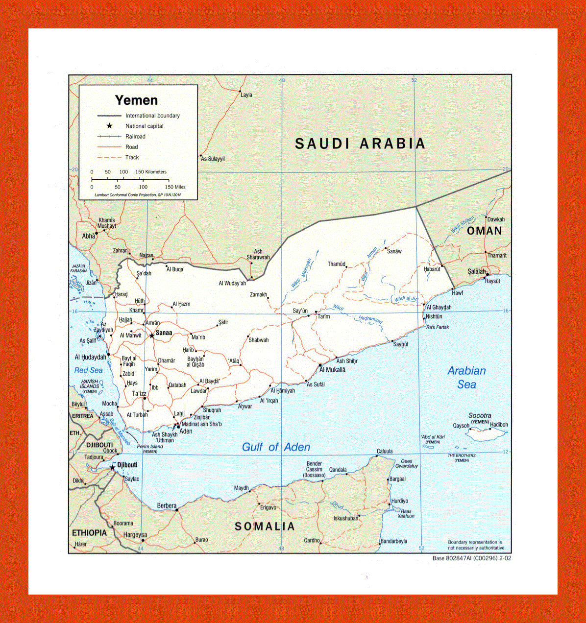 Political map of Yemen - 2002