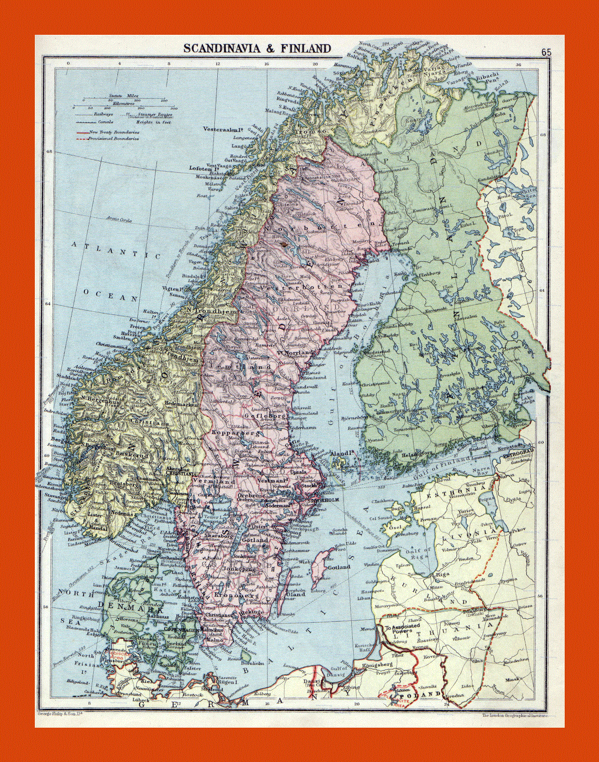 Old political map of Scandinavia - 1920