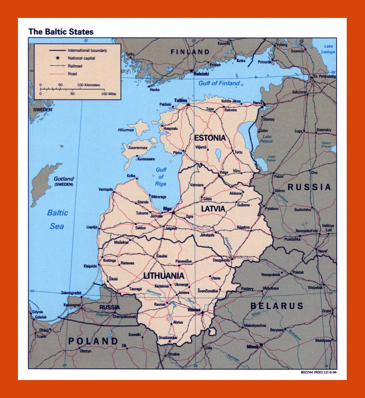 Political map of the Baltic States - 1994