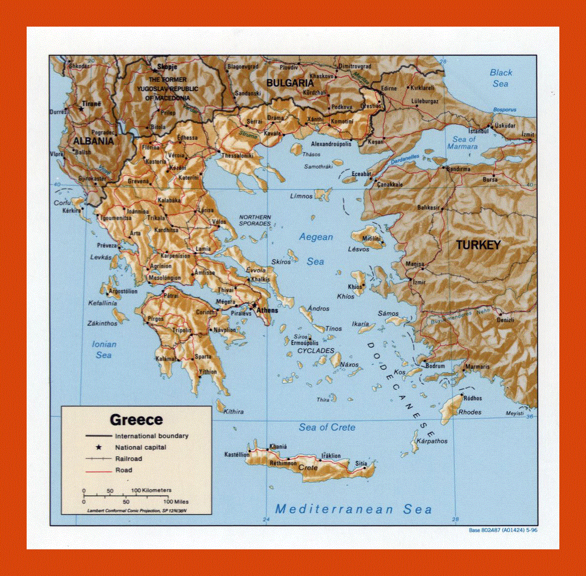 Political map of Greece - 1996