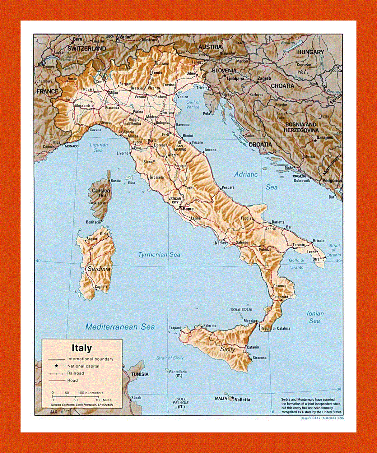 Political map of Italy - 1996