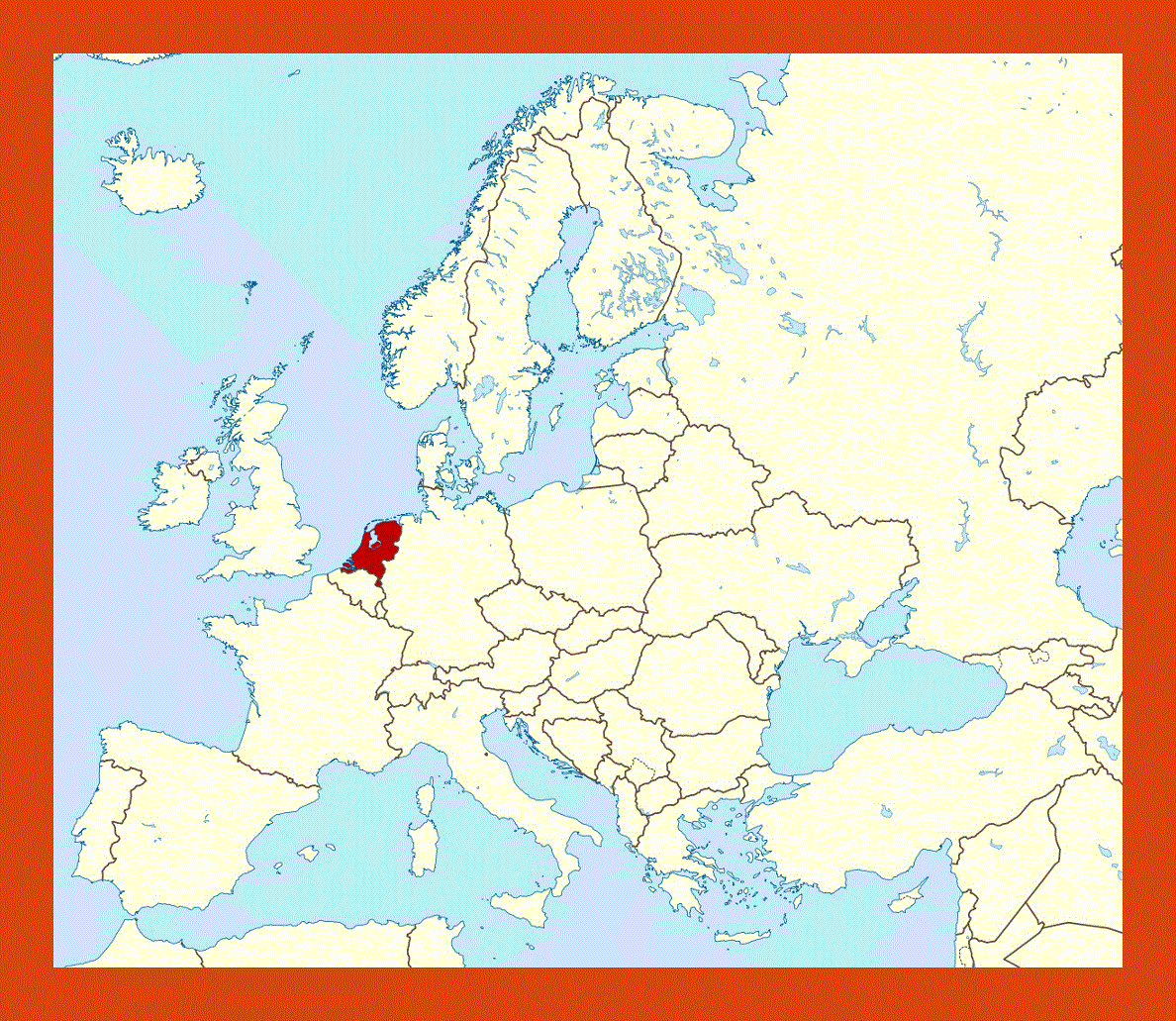 Location map of Netherlands in Europe