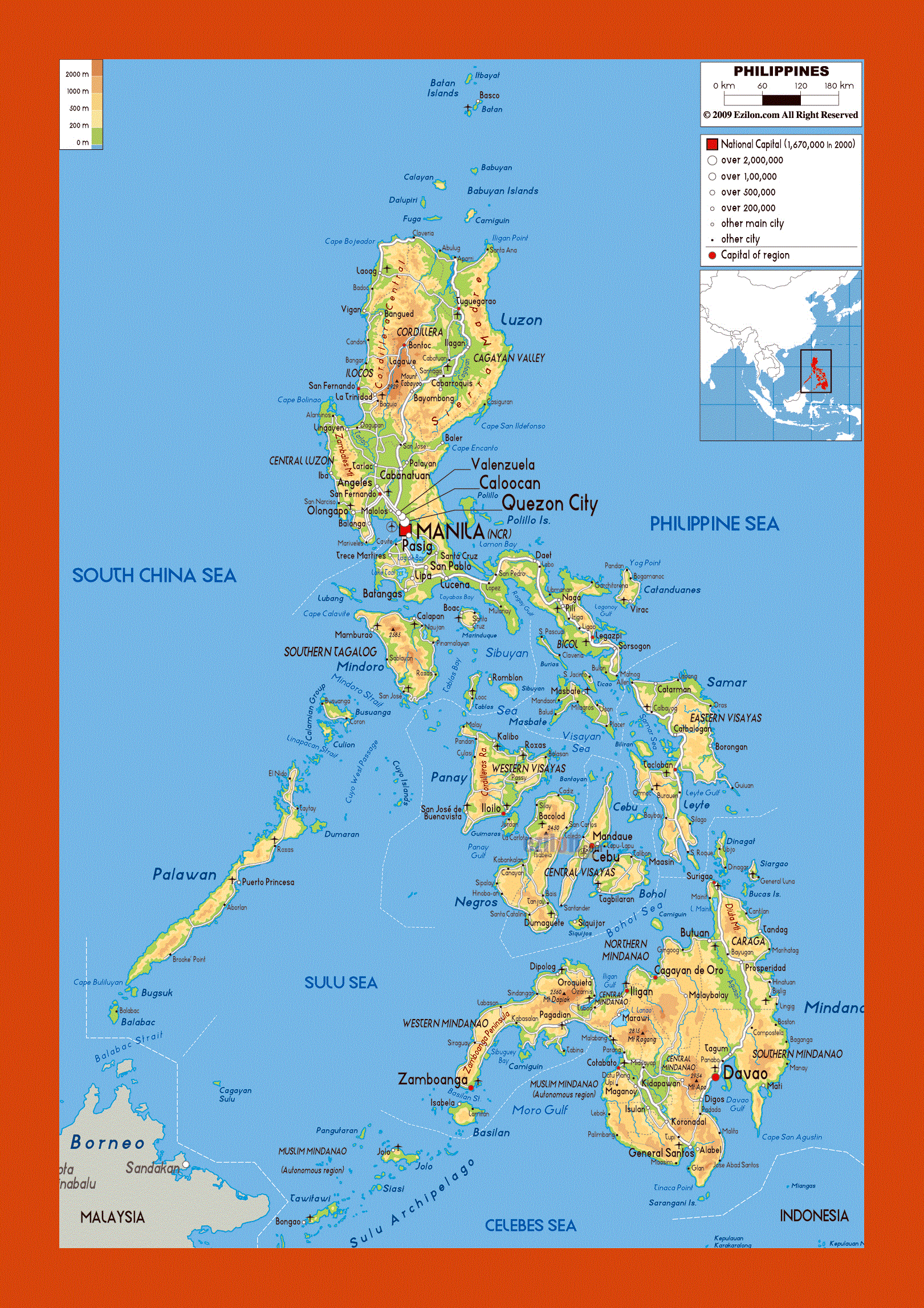 Physical map of Philippines | Maps of Philippines | Maps of Asia | GIF ...