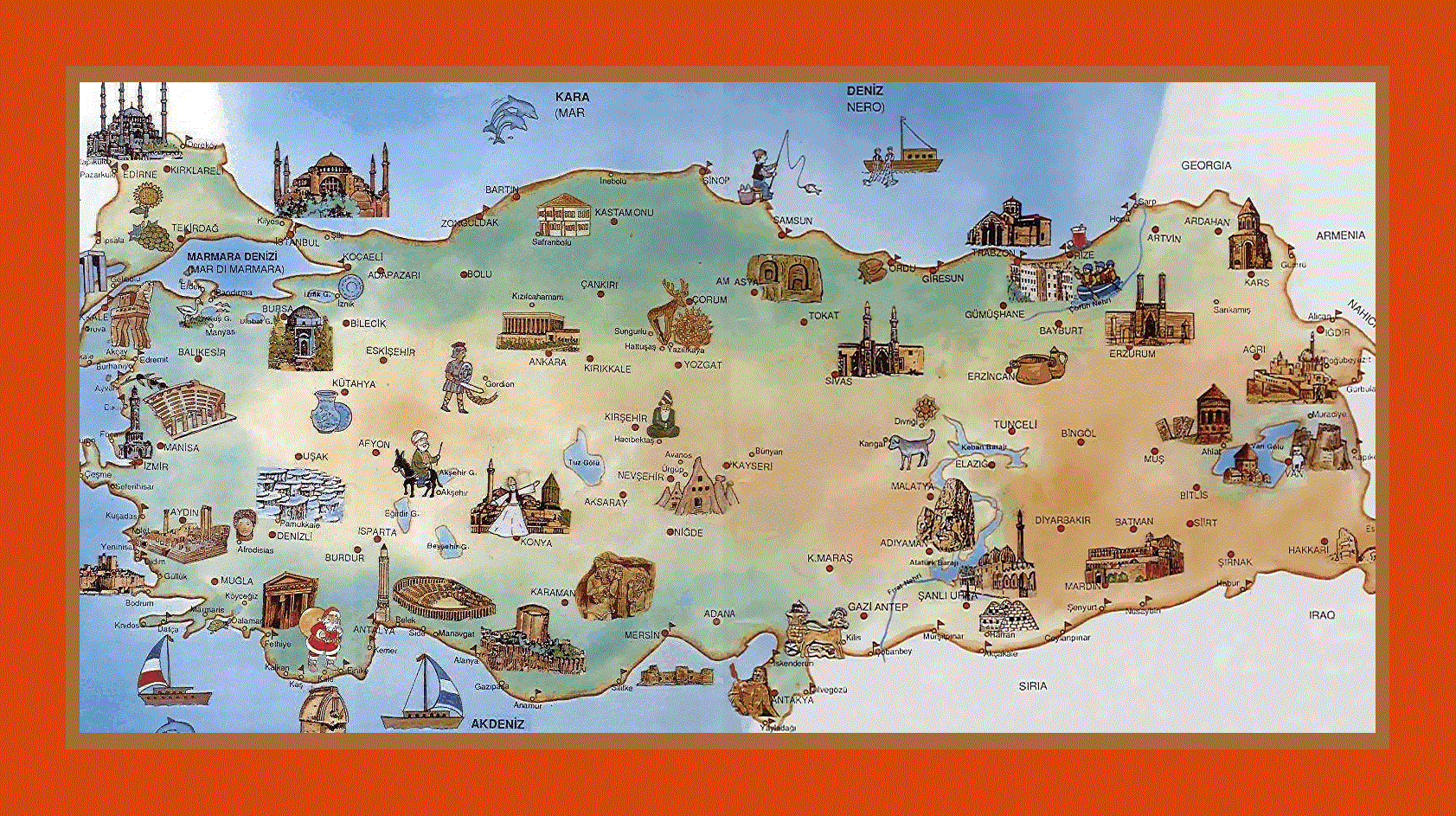 Tourist illustrated map of Turkey | Maps of Turkey | Maps of Asia | GIF ...