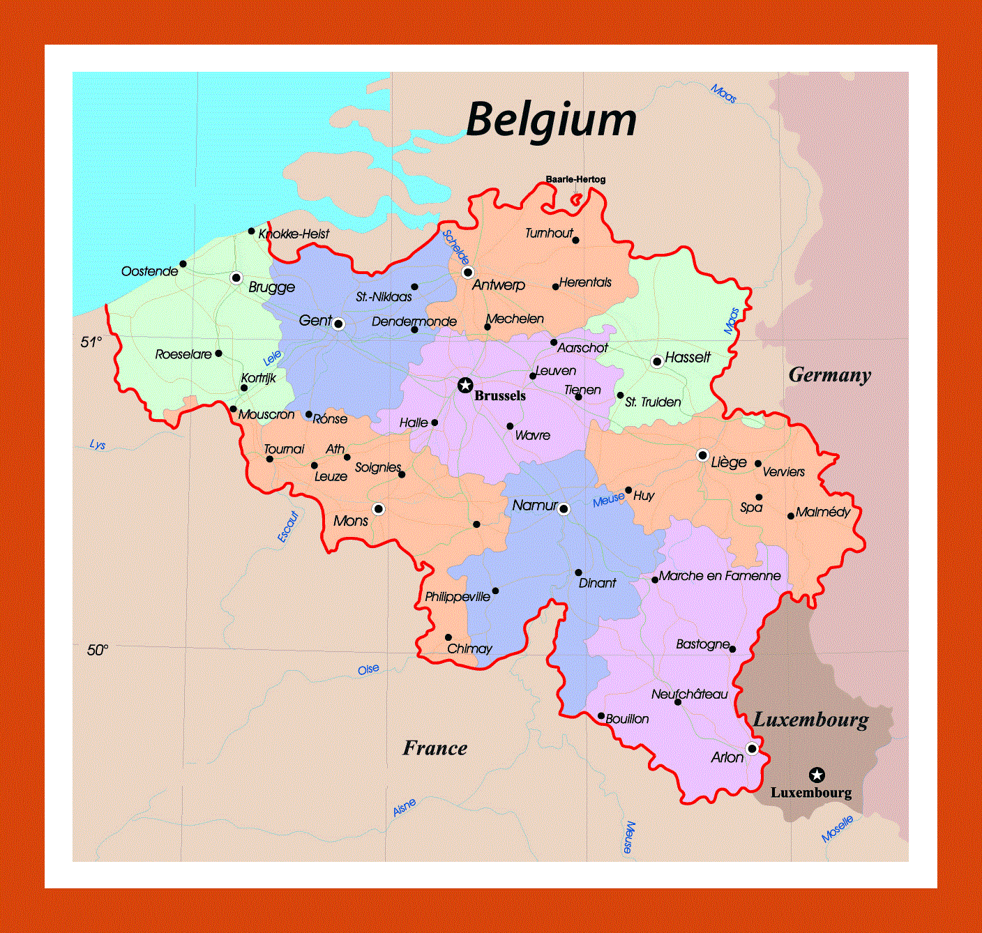 Administrative map of Belgium | Maps of Belgium | Maps of Europe | GIF ...
