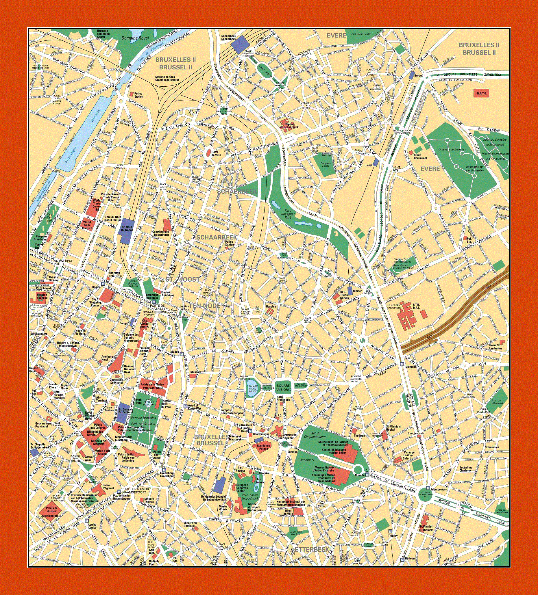 Road map of Brussels city center | Maps of Brussels | Maps of Belgium ...
