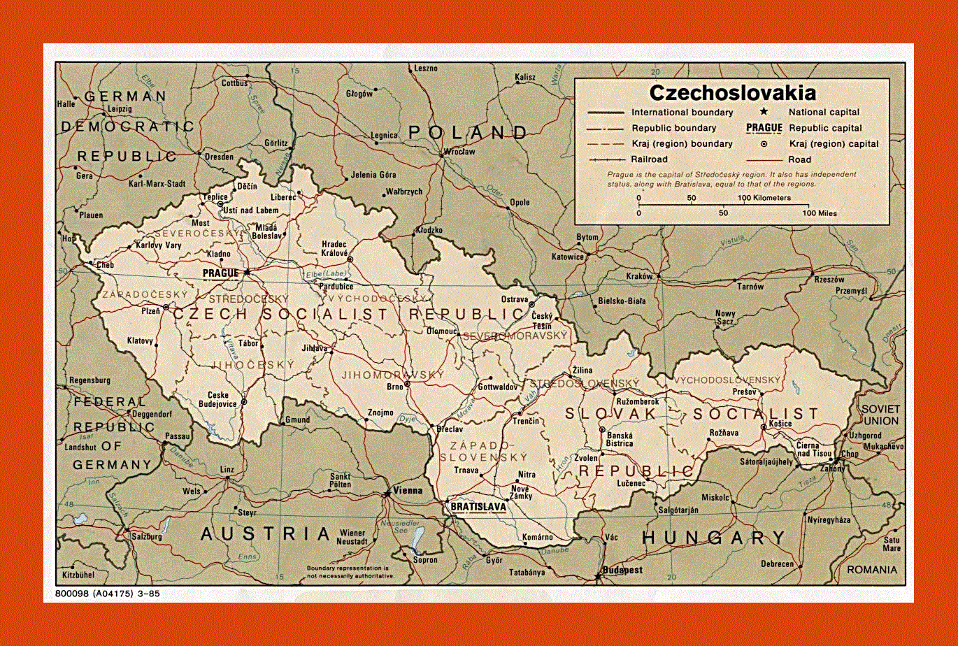 Political and administrative map of Czechoslovakia - 1985 | Maps of ...