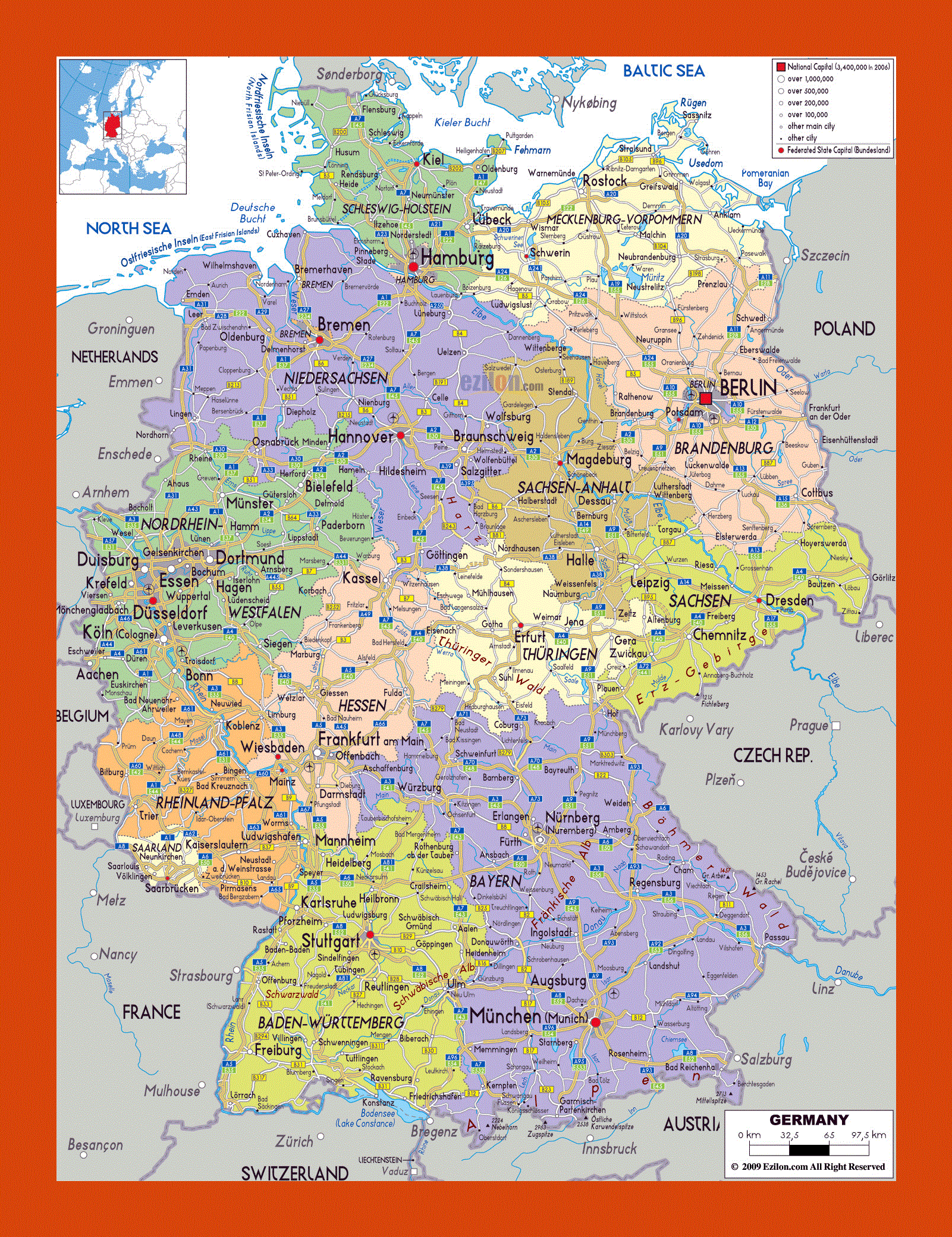 Political and administrative map of Germany | Maps of Germany | Maps of ...
