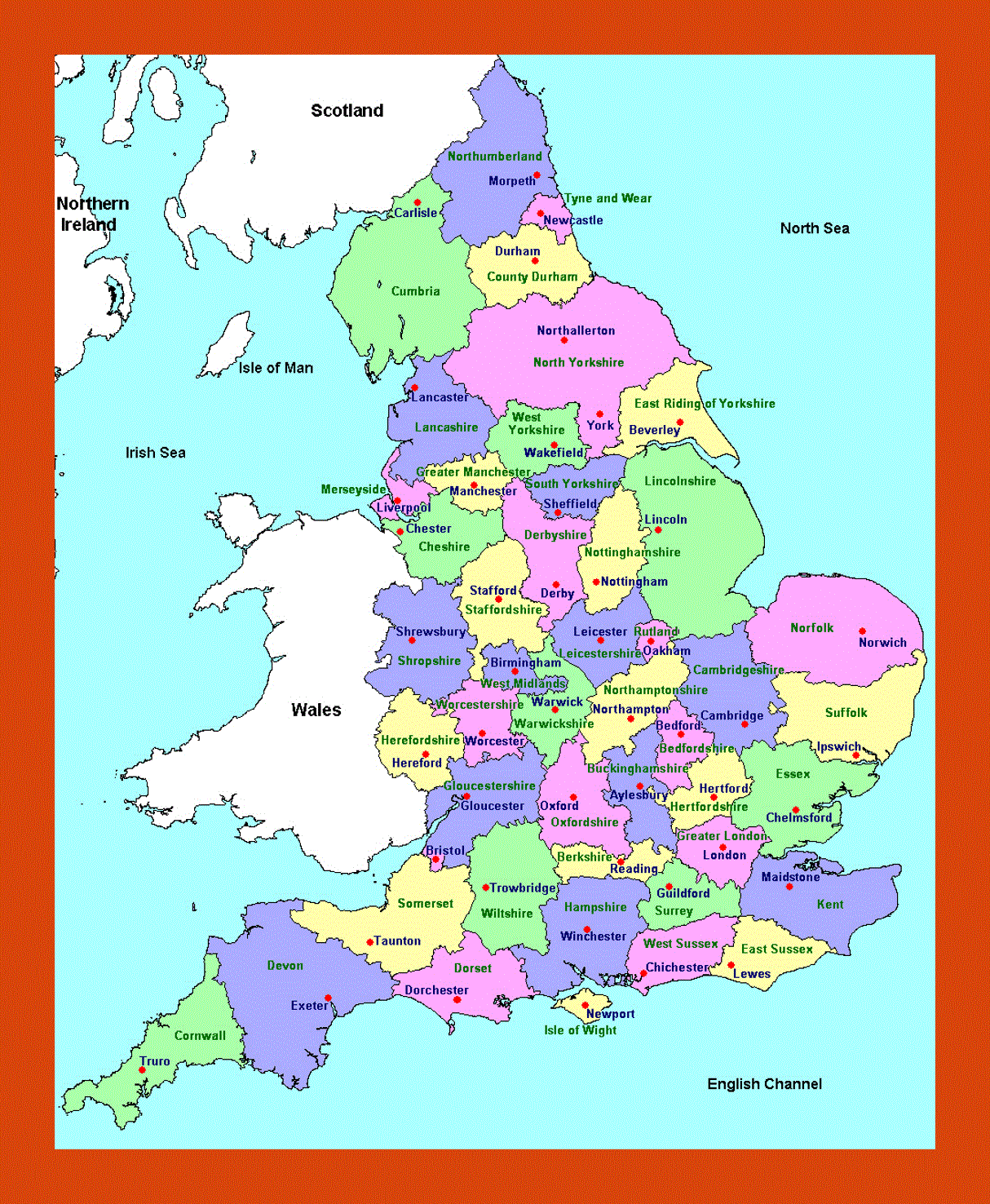 Administrative Map Of England Small 